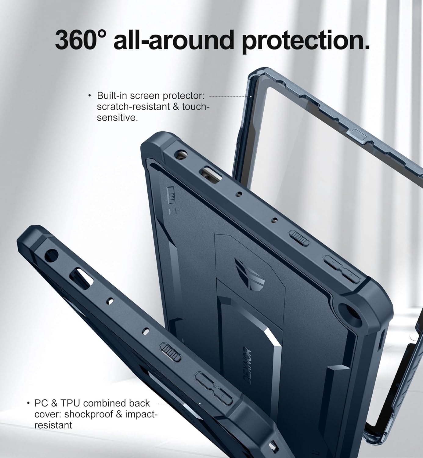 Dexnor Tablet Case for Amazon Fire HD 10 and 10 Plus 10.1" (Only Fit 11th Gen/2021 Release), [Built in Screen Protector & Kickstand] Heavy Duty Shockproof Full Body Protective Cover -Blue