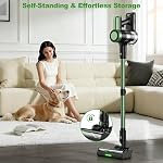 Cordless Vacuum Cleaner, Powerful Suction 8 in 1 Lightweight Vacuum Cleaner for Home with Self-Standing & LED Display, 3 Suction Modes, 45Mins Detachable Battery Vacuum for Hard Floor Carpet Pet Hair