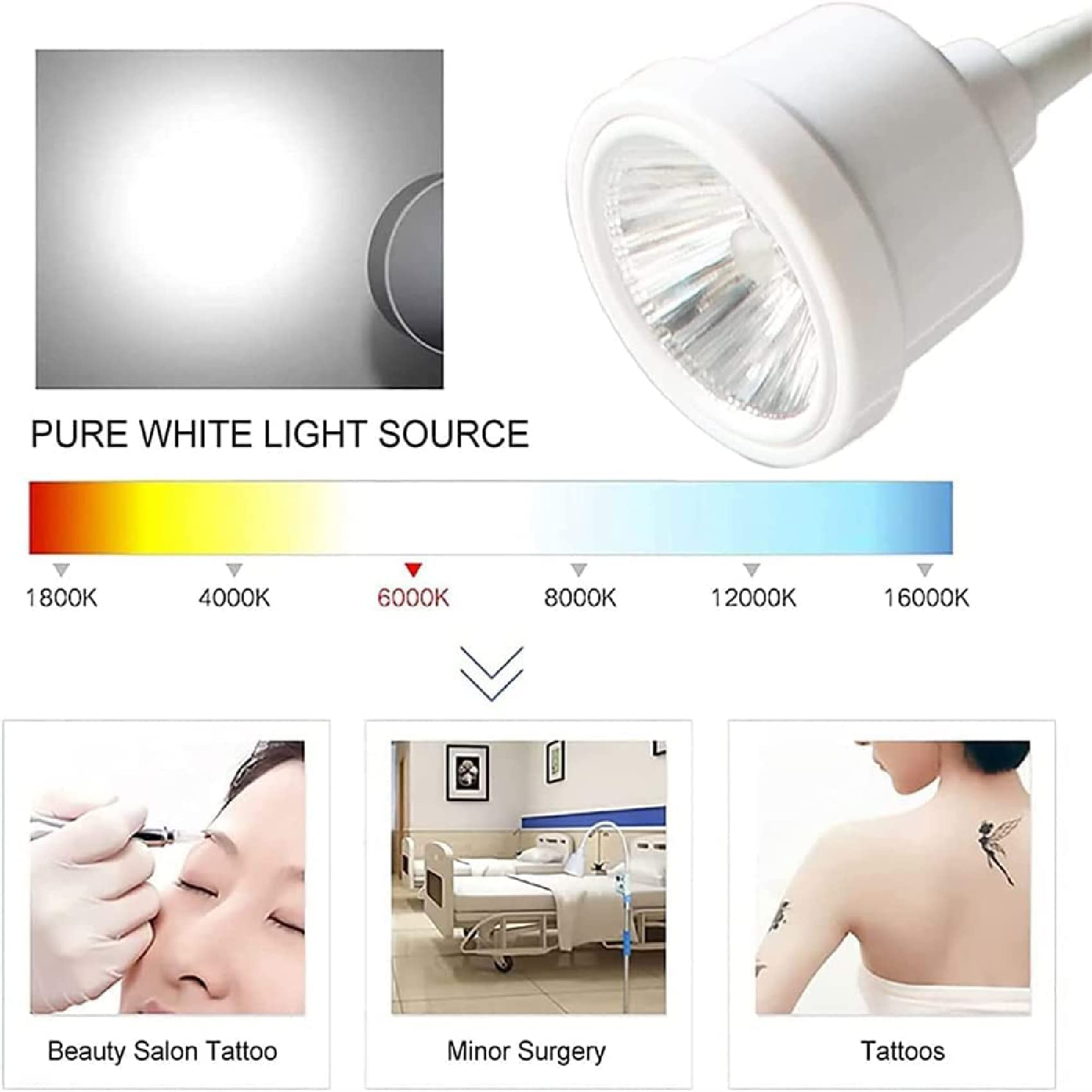 Lampada per visita ginecologica, lampada medica chirurgica tipo supporto da pavimento mobile, ruota universale regolabile in altezza con rotazione a 360°, per pazienti ambulatoriali, stomatologia
