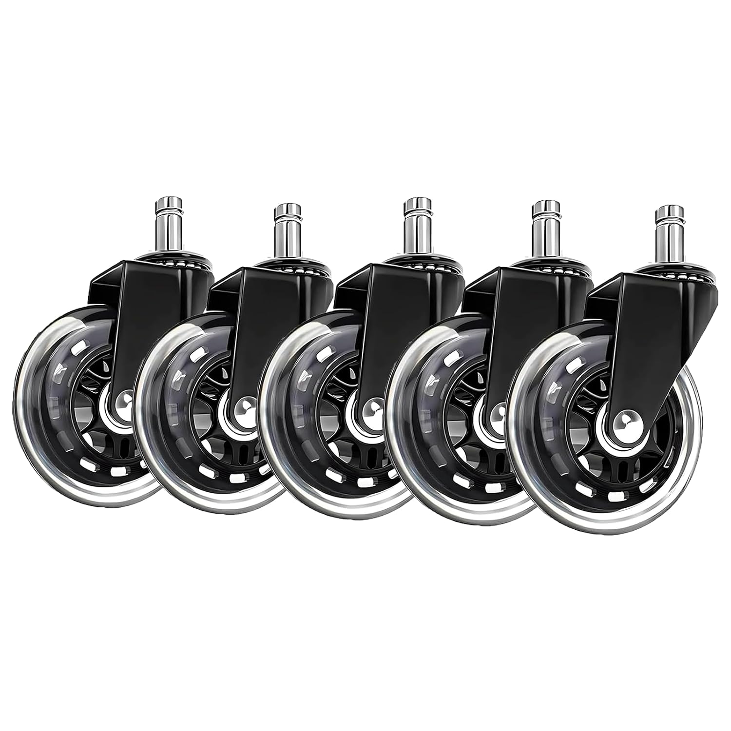 AOPANDA 3 Inch Office Chair Wheels - Rubber Chair Casters Replacement, Heavy-Duty Computer Gaming Desk Caster Wheel Smooth & Safe Rolling for All Floors Including Hardwood and Carpet, Set of 5
