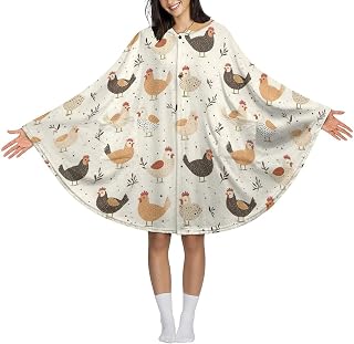 Novastar Wearable Blanket Hoodie for Women Men - Cute Countryside Chicken Print Winter Warm Blanket Poncho Shawl, Soft Cozy Flannel Oversized Wearable Throw Sweatshirt Cape with Pocket