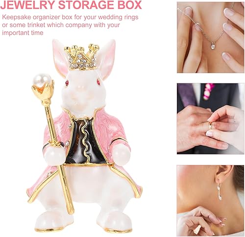 Miniatura 7 de Yardwe Caja de joyería de aleación de zinc pintada a mano, caja de joyería de aleación de zinc, caja de almacenamiento creativa para aretes,