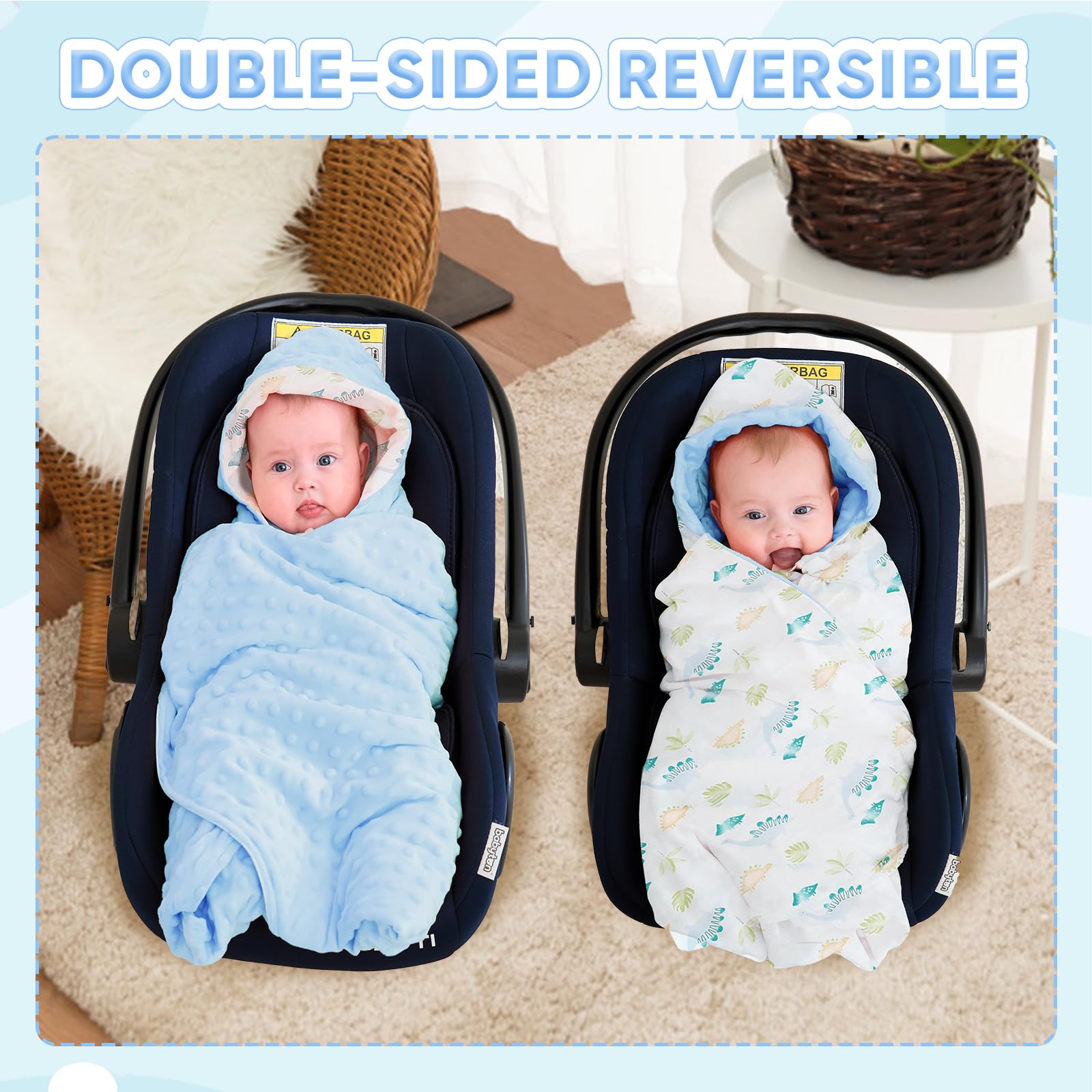 LAT Coperta Invernale per Passeggino, 90x90cm Universale Coperta Ovetto per Neonati, Cotone Copertina Sacco Ovetto per Passeggino Seggiolino Auto Carrozzina
