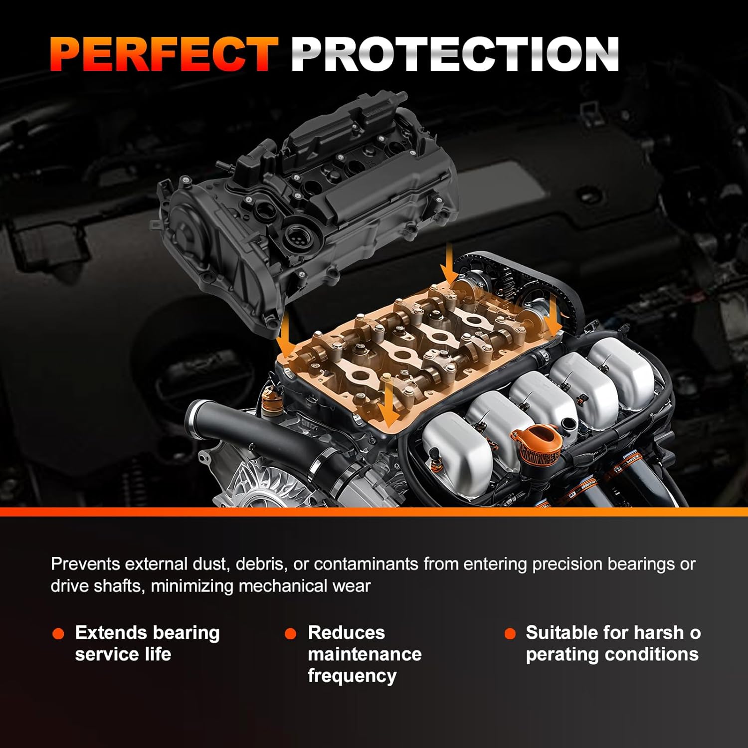 Engine Valve Cover with Gasket Compatible with 2013-2017 Accord, 2015-2019 Honda CR-V L4 2.4 Replace # 12310-RDF-A01