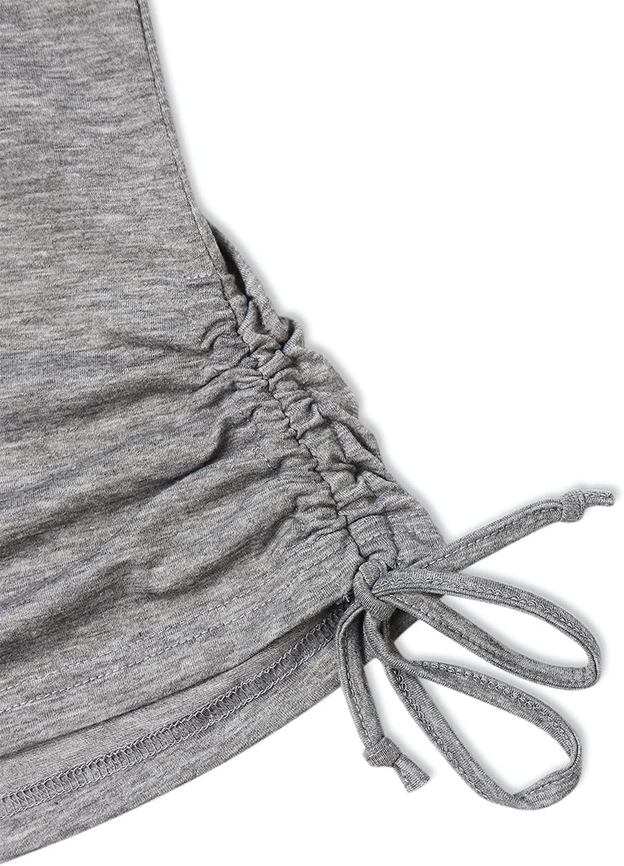 MOQIVGI Womens Color Block Tops Trendy Casual Side Shirring Short Sleeve V Neck Shirts with Pocket - Image 5