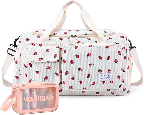 Miniatura 32 de Bolsa de Gimnasio Pequeña para Mujer, Bolsa de Lona de Viaje, Bolsa de Fin de Semana con Compartimento para Zapatos 09#Army Green