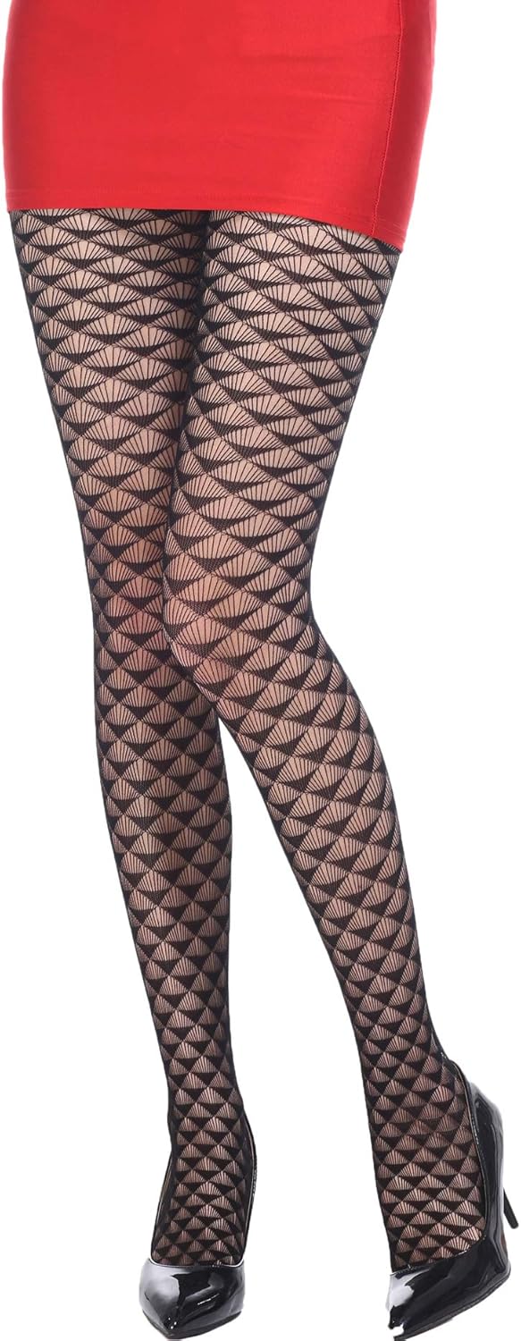 おうぎ柄 網タイツ アップ