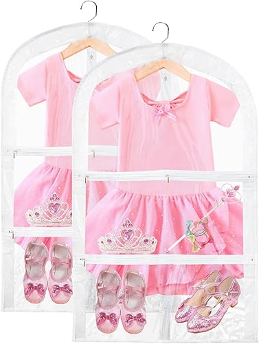 Miniatura 1 de Bolsas transparentes para disfraces de baile con bolsillos, PVC impermeable de 35 pulgadas, plegable, bolsa de disfraces de viaje para