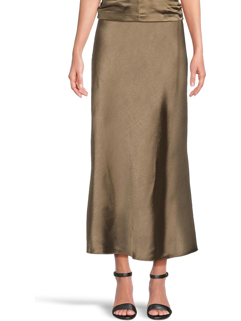 Brown Lilla P Satin Bias Maxi Skirt