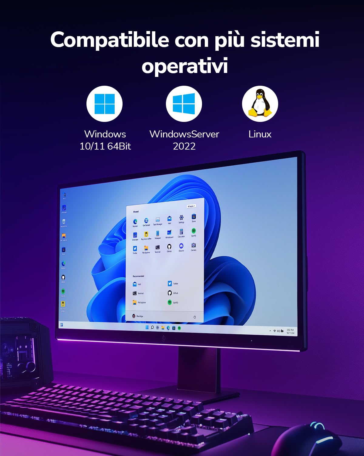 Cudy Adattatore di rete PCI Express da 2,5 Gbps, scheda PCIe da 2,5 GBase-T, staffa a basso profilo, Windows 10/8 / 8.1/7, Windows Server 2012, 2008, Linux, PE25