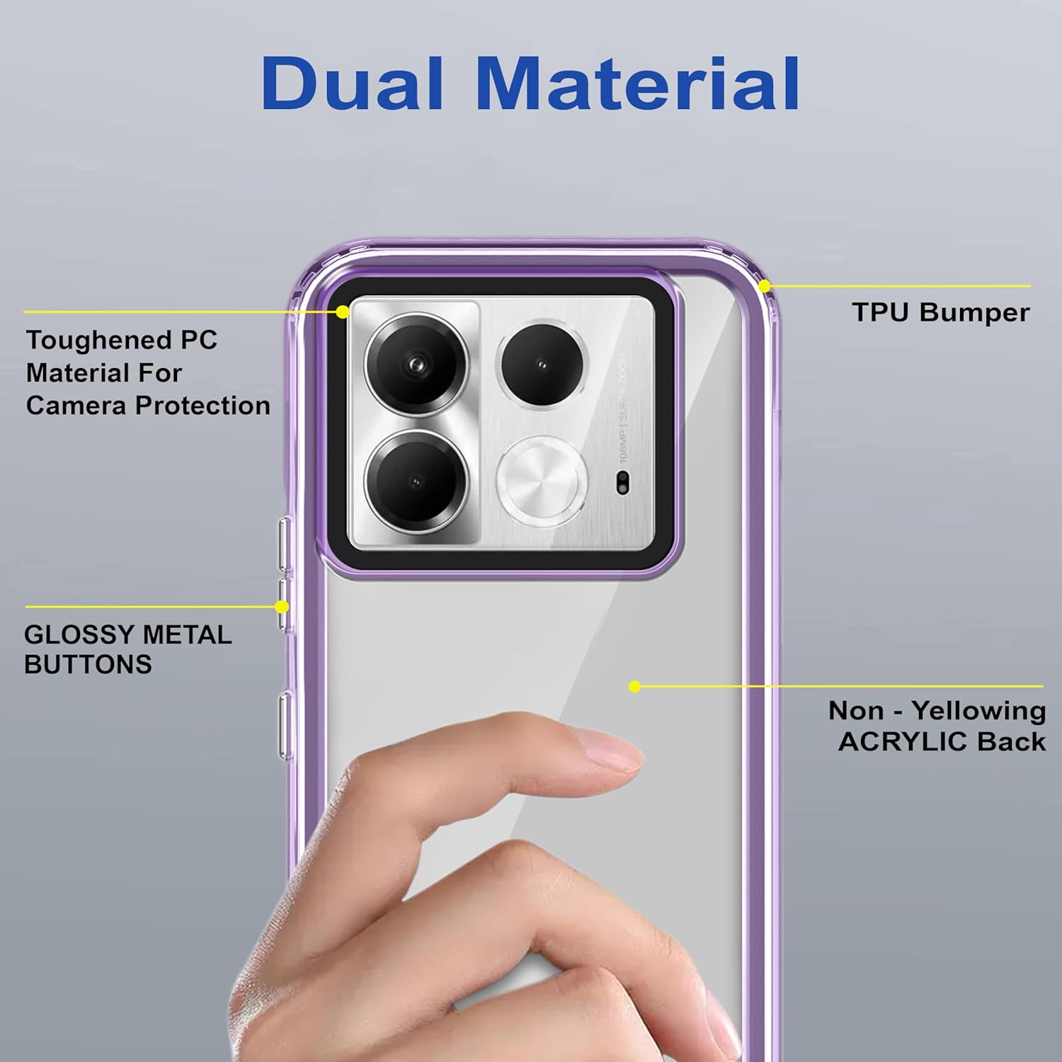 amazon basics Back Case Cover for Infinix Note 40 5G (Polycarbonate, Thermoplastic Polyurethane_Translucent Purple) offers donot miss