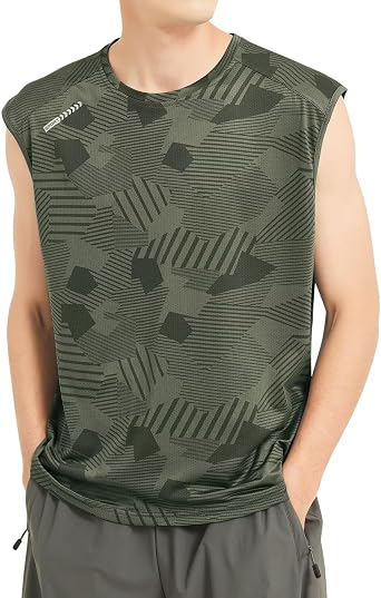 THREEGUN, Mens Sleeveless Tank Top, Large Size, Cool, Sports Shirt, Training Wear, Running, Muscle Training, Quick Drying