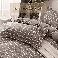 Vista 4 de Nanko Juego de Funda de Edredón de Cuadrícula Individual, 2 Piezas 1200 TC Microfibra de Lujo Funda de Edredón de Plumón con Cierre de Cremallera