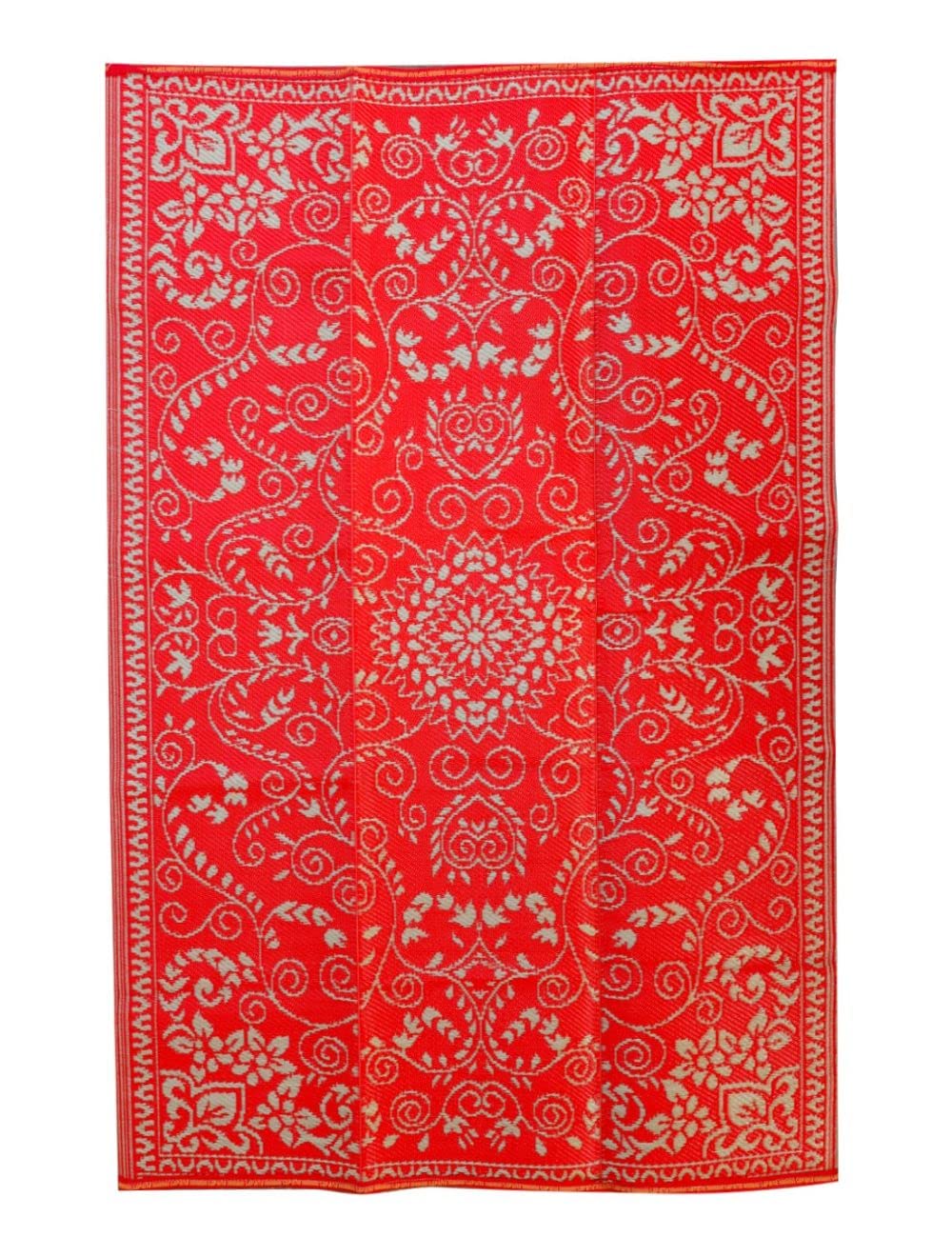 Sapana Carpet-Mats Chatai Mats for Home Outdoors Picnic Multipurpose, Foldable, Reversible, Rectangular, Plastic chatai Floor Mat for Sleeping Indoor use Enchanting Red & Gold 6 x 9 (180 cm x 270 cm)
