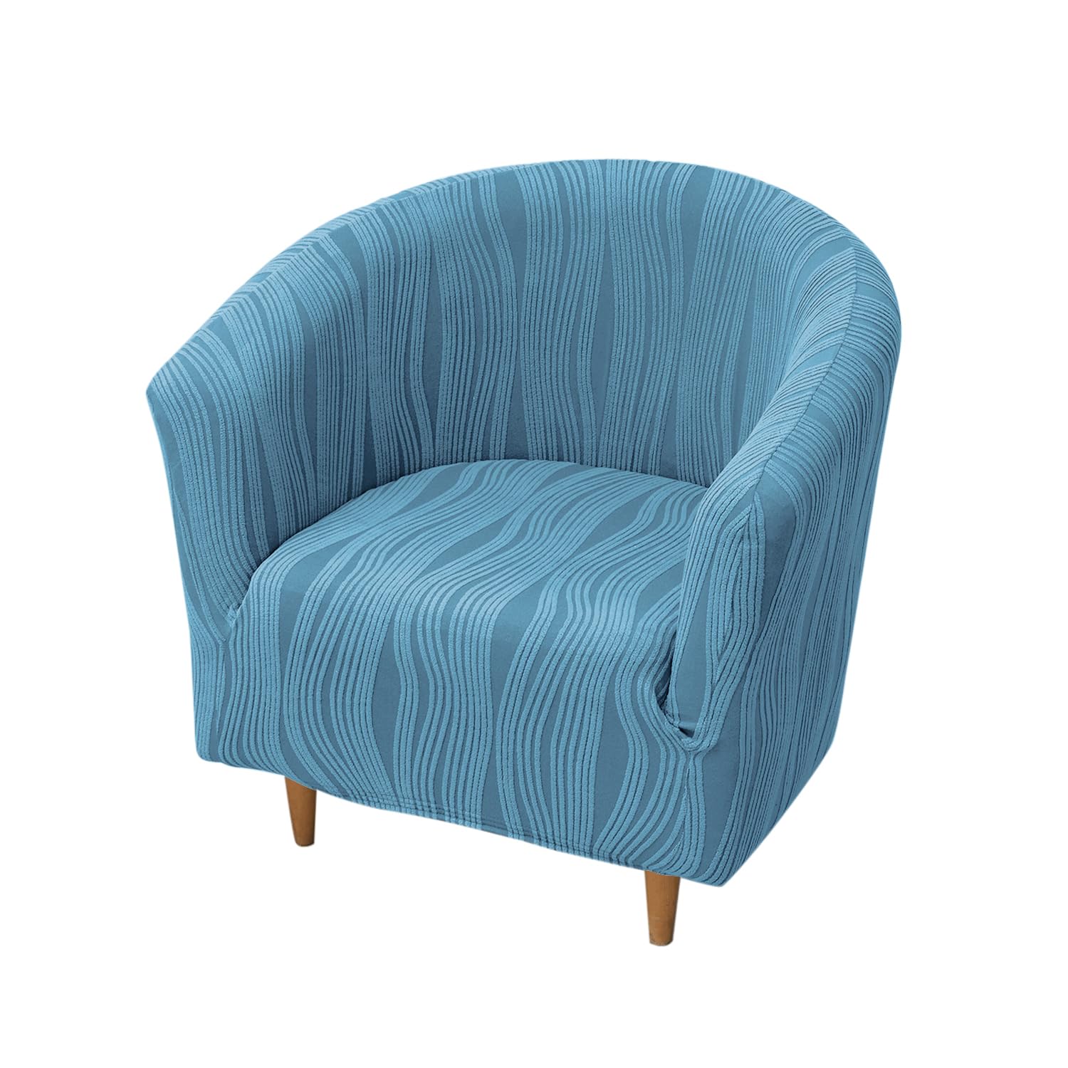 HOKIPO Premium 200 GSM Knitting Jacquard Stretchable Tub Chair Cover - 'Nestiva Series', Sea Blue (AR-6692-BLU)