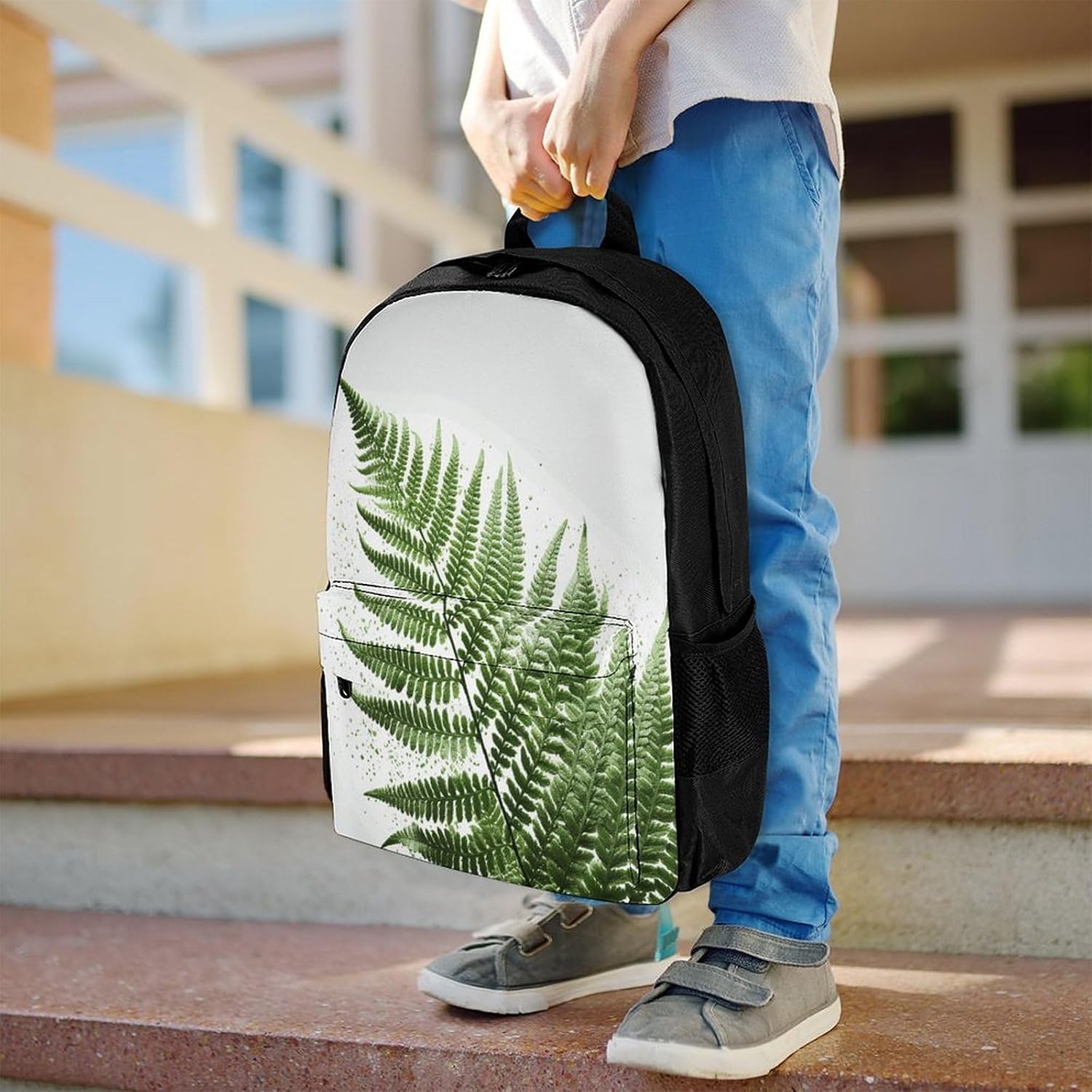 Natural Plant Silhouette Fern Leaf Backpack Daypack Travel Backpack | Lightweight Casual Laptop Backpack for Women Men Aesthetic Travel Bag for Weekender Business Hiking Outdoor