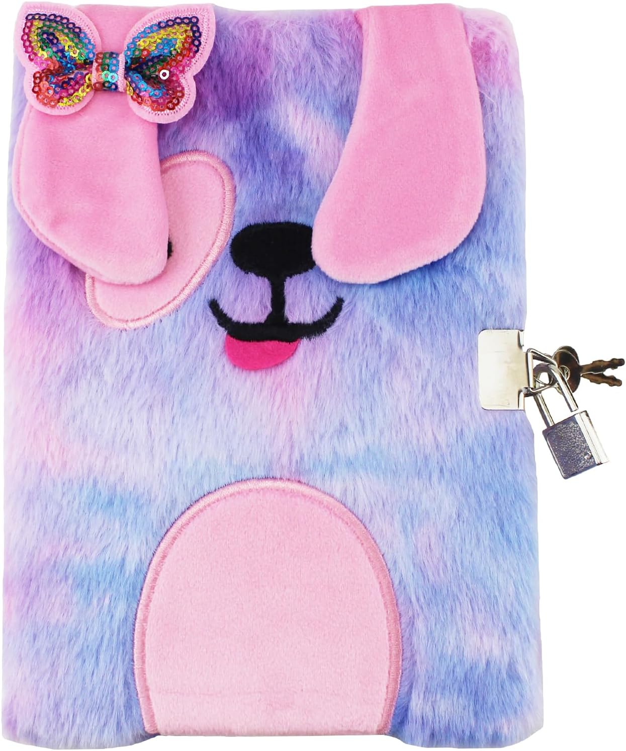 Diario con Candado para Niñas, Cuaderno Secreto Azul Peluche
