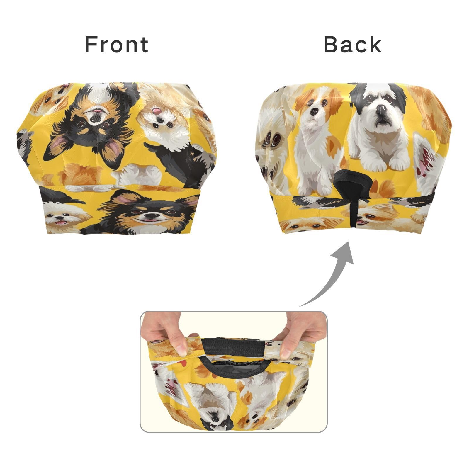Bulletgxll Little Dogs Kids Apron and Chef Hat Set Adjustable Bib Aprons with Pockets for Cooking Baking Painting