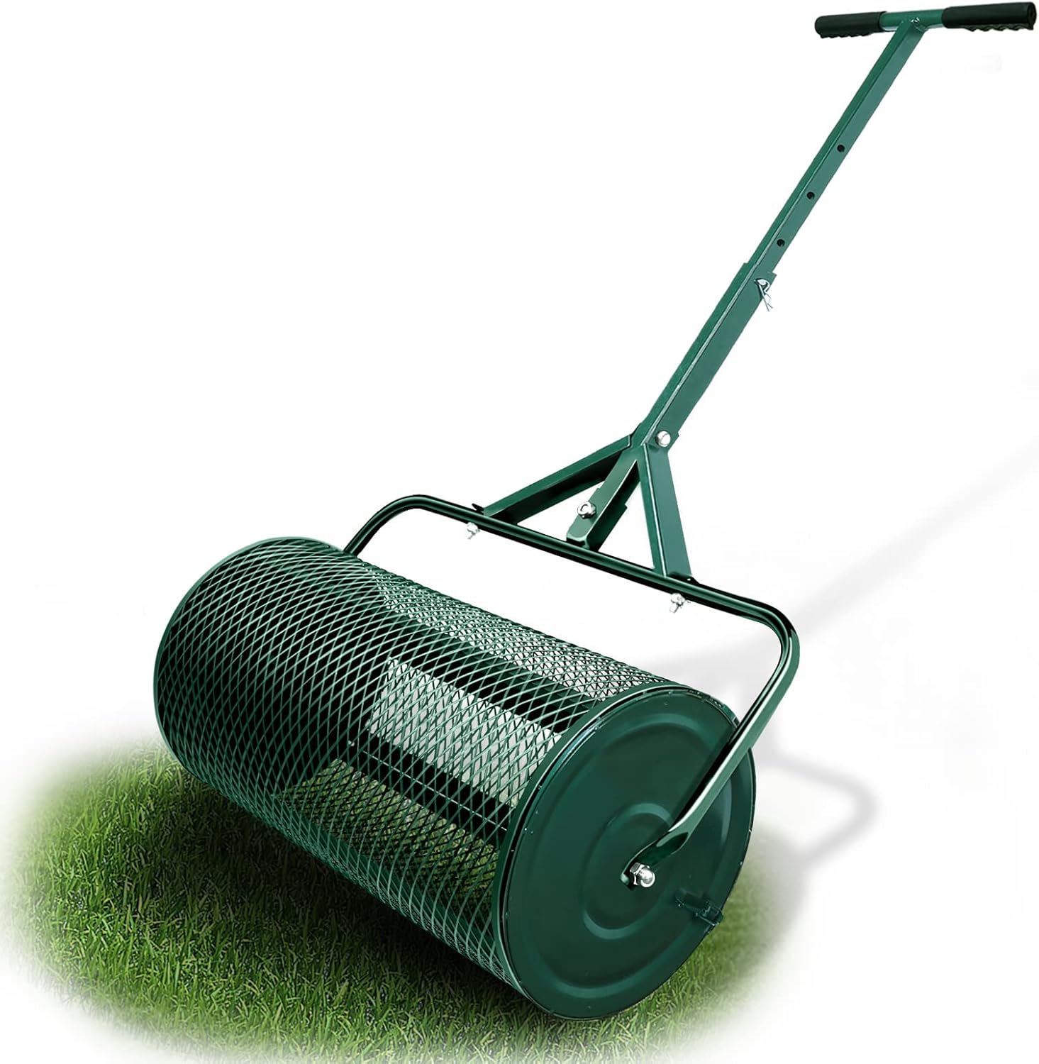 Compost Spreader, 27.5 Inch Durable Lawn Roller, Lightweight Manure Spreader with Upgrade T Shaped Handle,Top Soil Spreader for Lawn and Garden Care Manure Spreaders Roller
