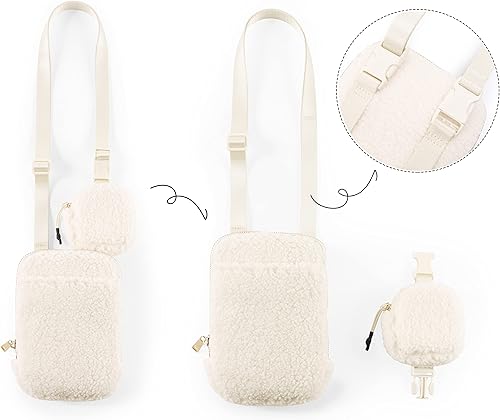 Miniatura 4 de ODODOS Bolso cruzado unisex con bolsa pequeña extraíble ajustable para teléfono celular, viajes, entrenamiento, correr, senderismo, Forro polar