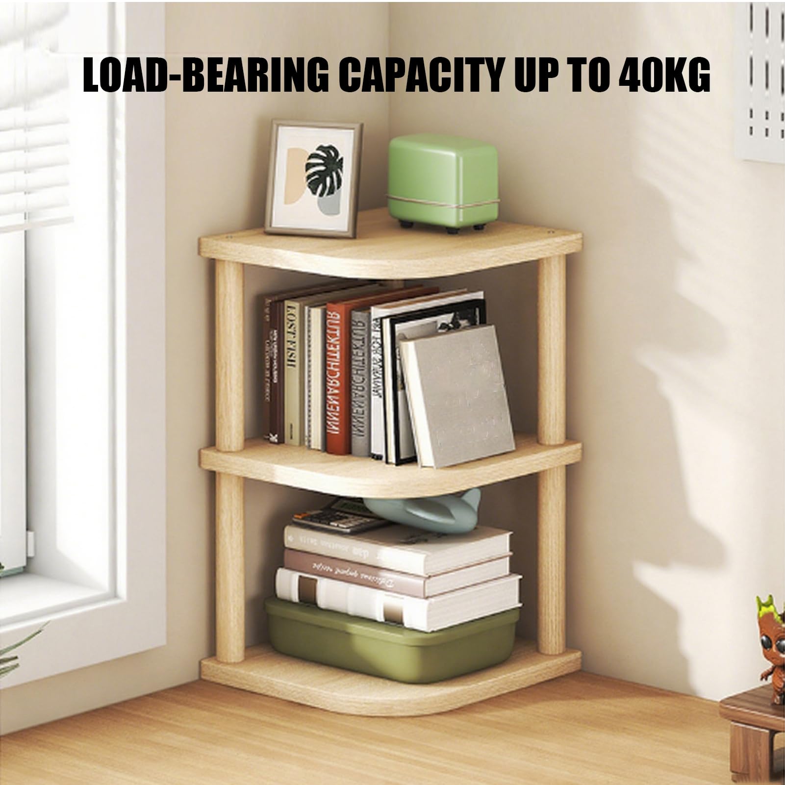 Eckregal Stehend Mit 3 Ebenen, Standregal Holz Eck-Bücherregal Zur Präsentation Von Pflanzenblumen, Aufbewahrungsregal Kleines Regal Gewürzregal Für Küche, Bad, Wohnzimmer, Büro (Wood Tone 1, H 34cm)