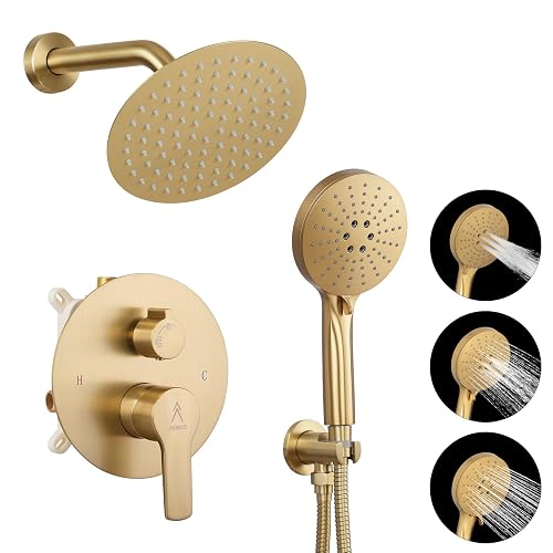Shower Faucet Set Brass 8IN Rough-In Valve Body Trim Kit