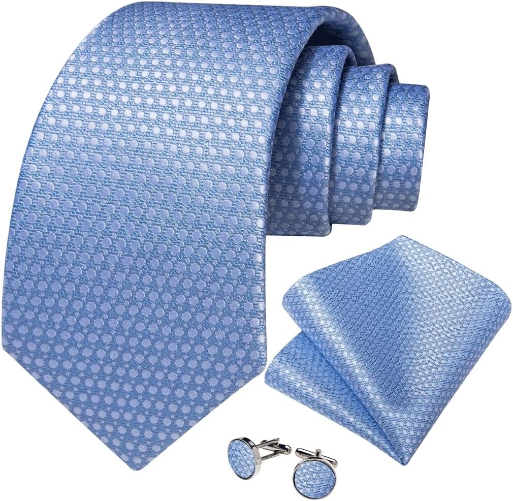 Solid Plaid Paisley SIlk Ties for Men Wedding Party Men's Accessories Gift Necktie Pocket Square Cufflinks