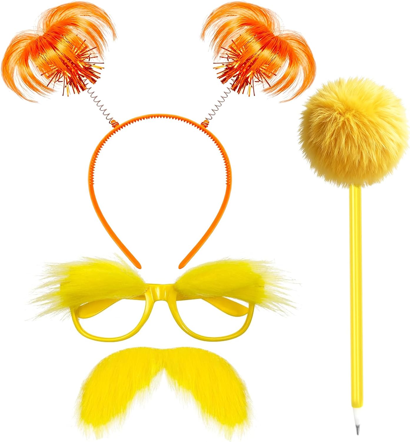 3Pcs Orange Headband Eyebrow Glasses Mustache Pen Halloween Set