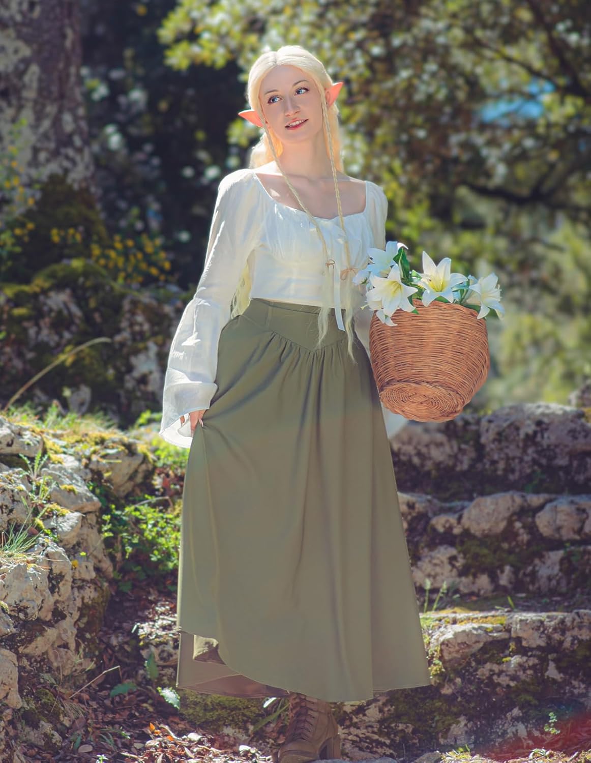 Scarlet Darkness Women Renaissance Maxi Skirt Flowy Long Skirts Victorian High Waisted Skirt - Image 2