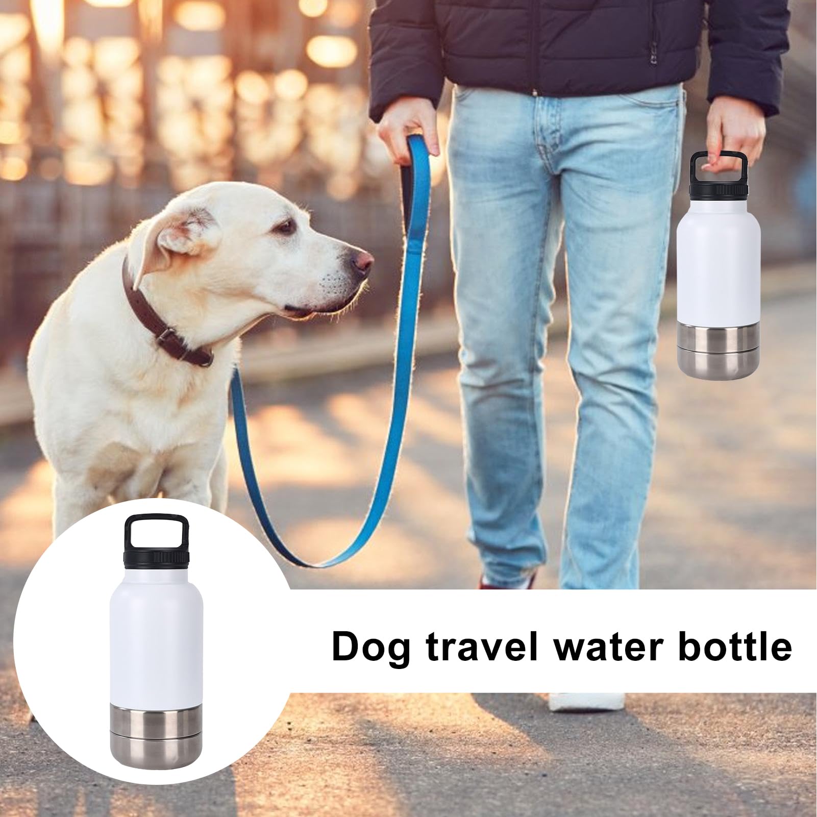 Borraccia Acqua Portatile Animali 1520 ml Contenitore D'Acqua Per Animali | Borraccia Sottovuoto Cuccioli Da Outdoor Campeggio Escursionismo Picnic Passeggiate Viaggio Appartamento Dormi