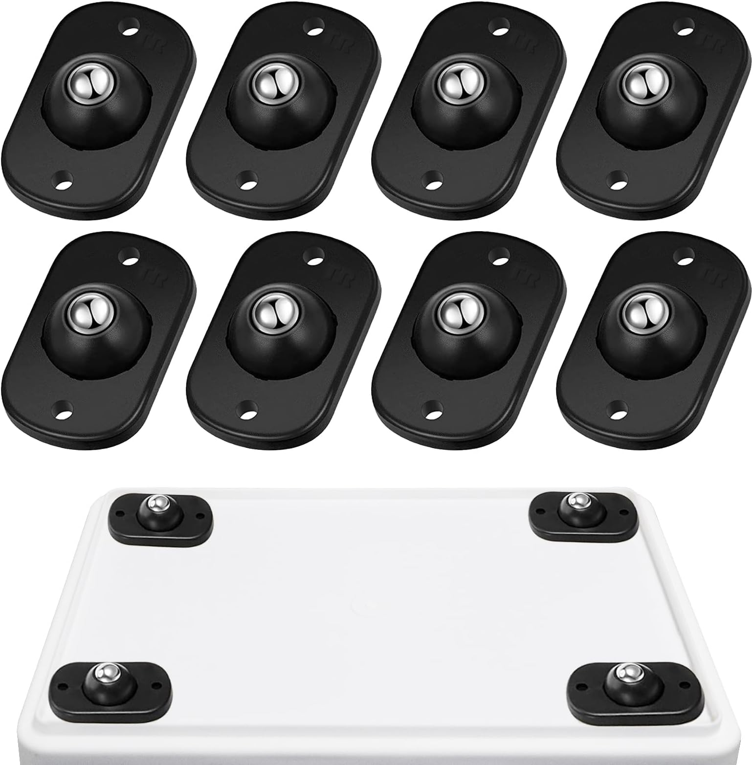 TRVL FIELDER Self Adhesive Caster Wheels, Appliance Rollers Appliance Slider for Kitchen, 360° Swivel Small Casters - Solve Coffee Maker Air Fryer Small Appliances Countertop Sliding (8, Black-Swivel)