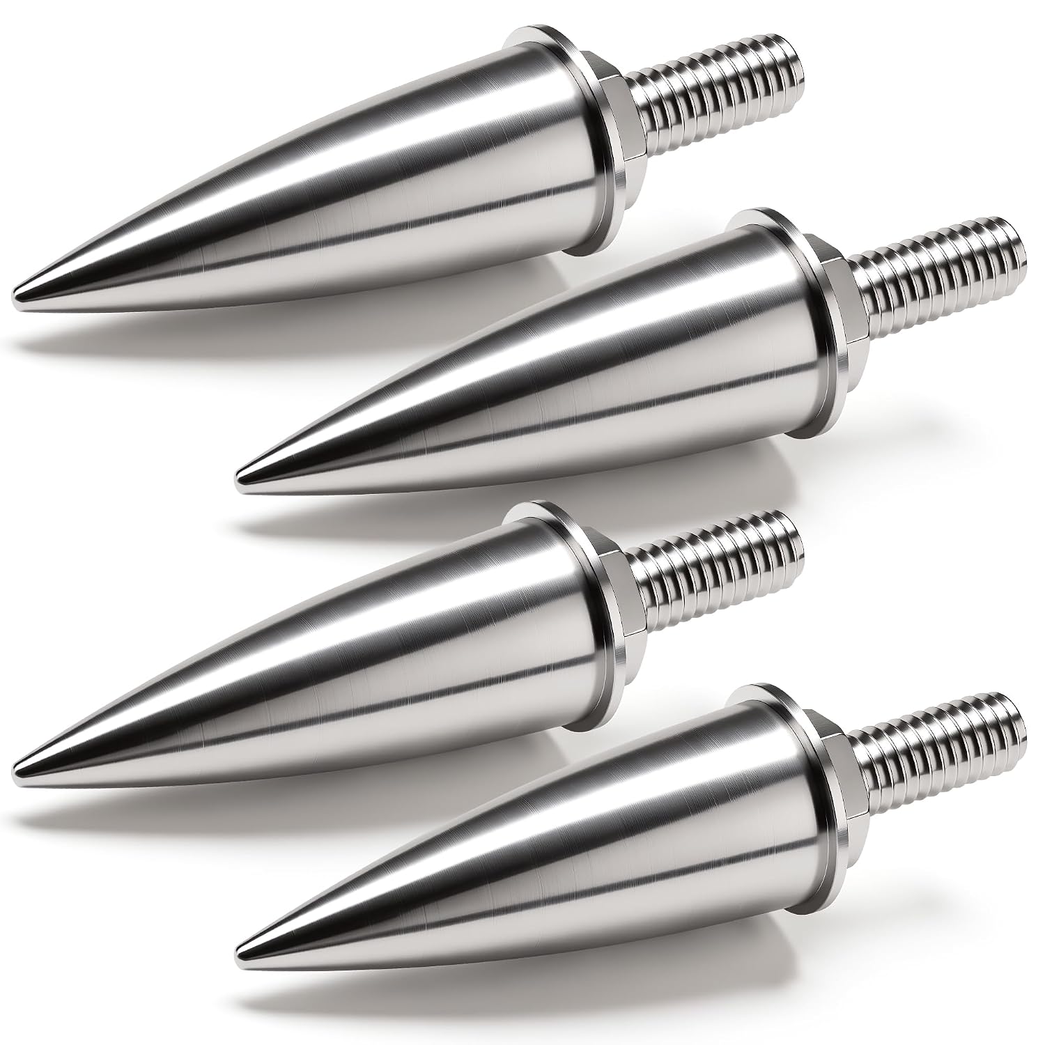 Silver Spike License Plate Bolts (4Pcs), Conical Head Screws, Anti-Theft Decorative Screw Fastener Kit, Heavy Duty Stainless Steel & Aluminum Alloy Frame Screws for Cars Trucks and Motorcycles