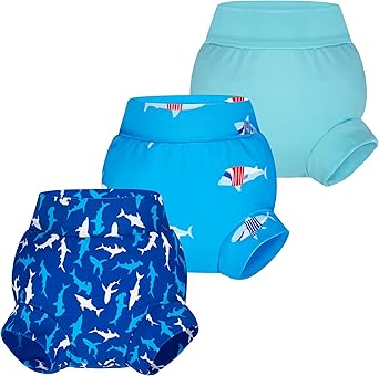 BIG ELEPHANT Baby Swim Diapers 3pcs, Reusable Adjustable Washable Waterproof Swimming Diaper for Boys and Girls 6Months - 5 Years