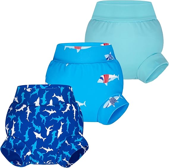 BIG ELEPHANT Baby Swim Diapers 3pcs, Reusable Adjustable Washable Waterproof Swimming Diaper for Boy's and Girl's 6Months - 5 Years
