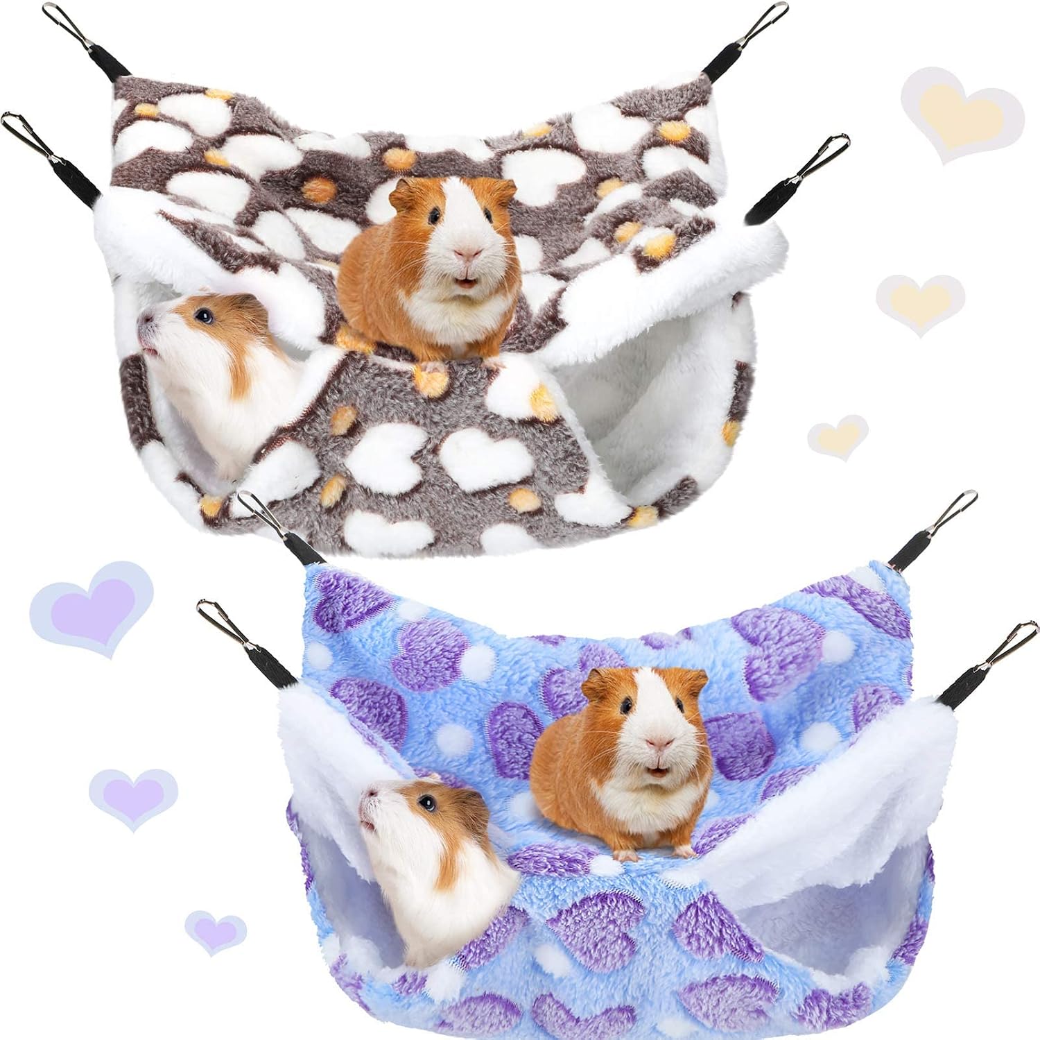 Boao 2 Pcs Guinea Pig Rat Hammock Hamster Hanging Hammock/ Accessories for Small Animals Chinchilla Parrot Sugar Glider Ferret (Purple,…