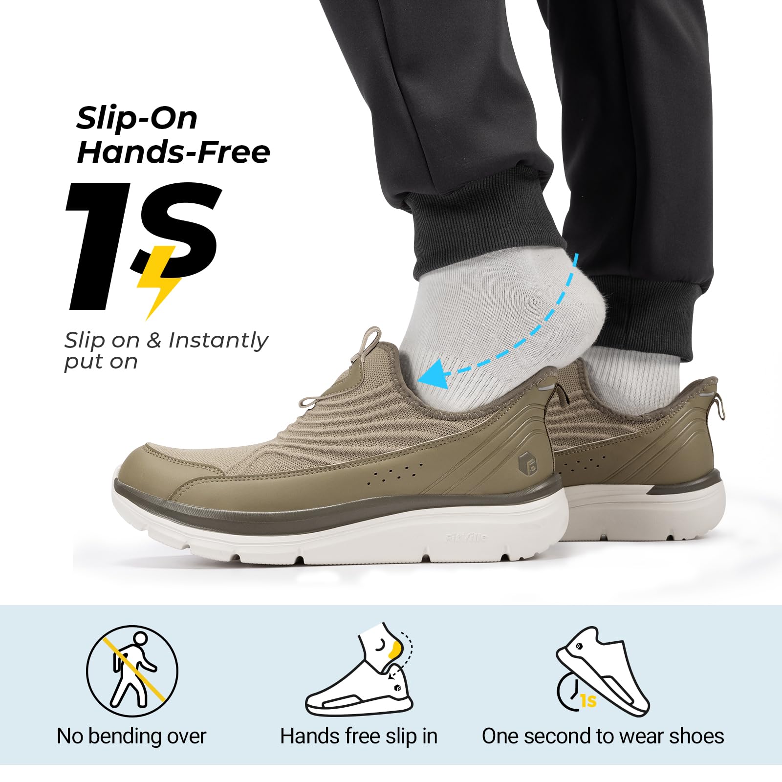 FitVille Slip On Scarpe da Passeggio Uomo Extra Larghe Sneakers Sportive da Corsa Camminata Traspiranti Comode dalla Calzata Ampia Senza Lacci