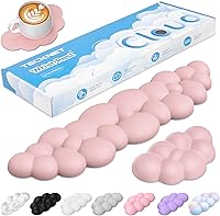 Vista 15 de TECKNET Cloud - Juego de reposamuñecas para teclado, reposamuñecas Cloud con base antideslizante, almohadilla de muñeca de piel sintética