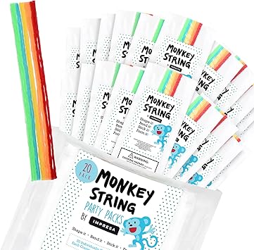 IMPRESA Wax Sticks for Kids Monkey String Wax Craft Sticks - 6 in, Multicolor, 20-Pack 10 Per Set - No-Glue & No-Mess Bendable Craft Toy & Art Party Favors & Goodie Bag Stuffers
