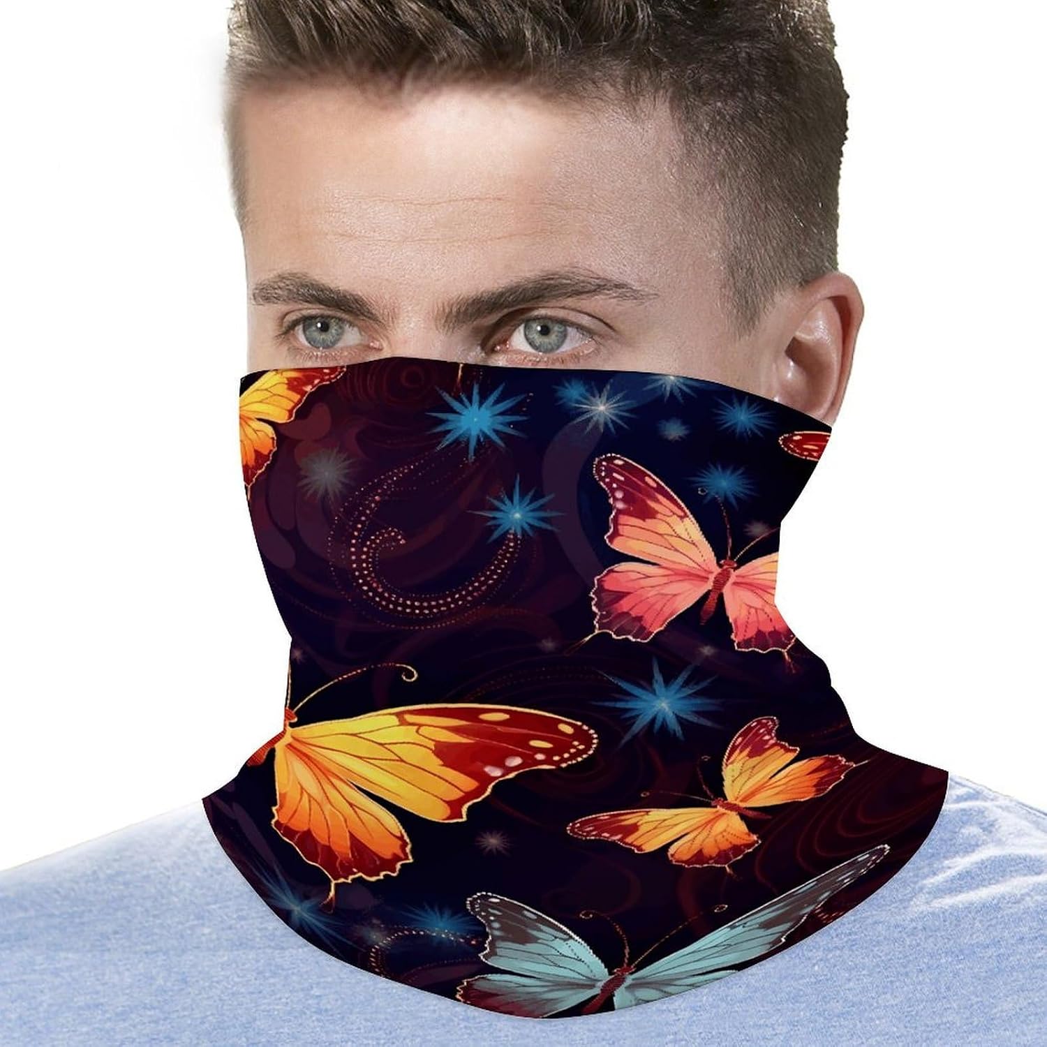Sun Protection Neck Gaiter Butterfly Pattern Balaclava Fishing Mask Hiking Cycling Sports Scarf