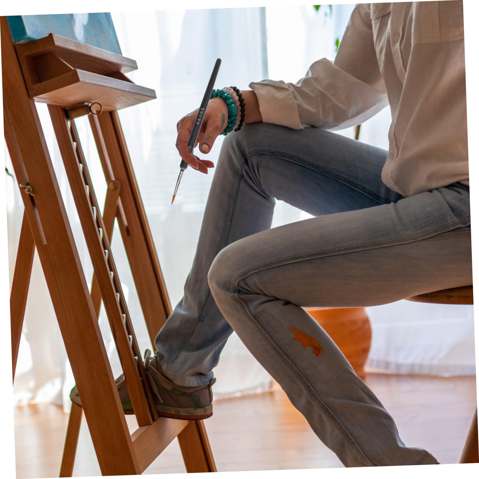 Pinceles de Acuarela Ideales para Pintura al Óleo de Pelo de Comadreja Ligero y Portátil Conjunto de 6 y Dibujo Lineal en Viajes