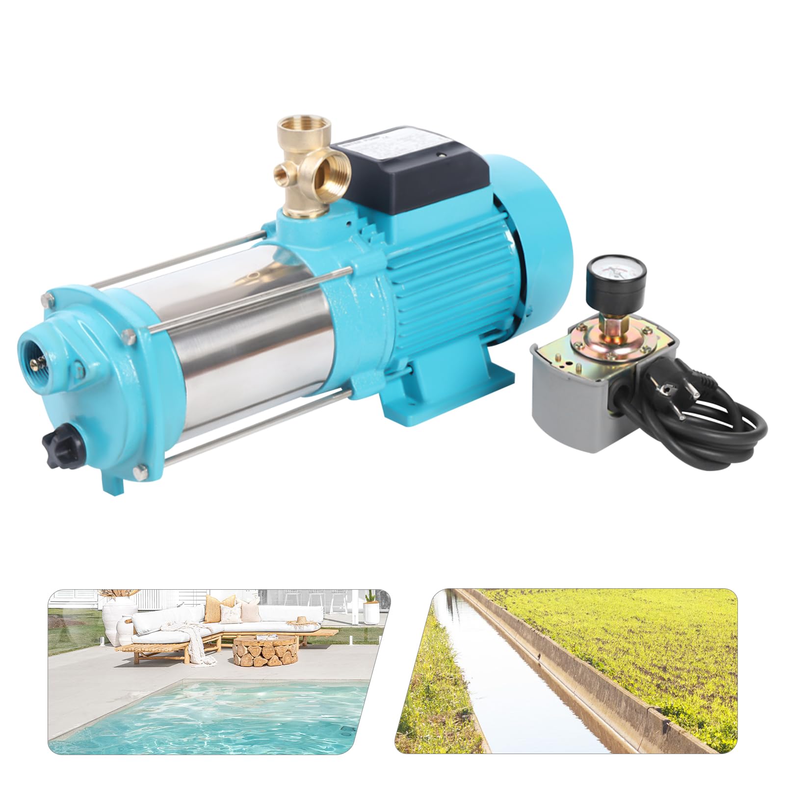 Pompa centrifuga da 1300 W, 4000 l/h, pompa da giardino con interruttore a pressione, per impianti idrici domestici, casa e giardino