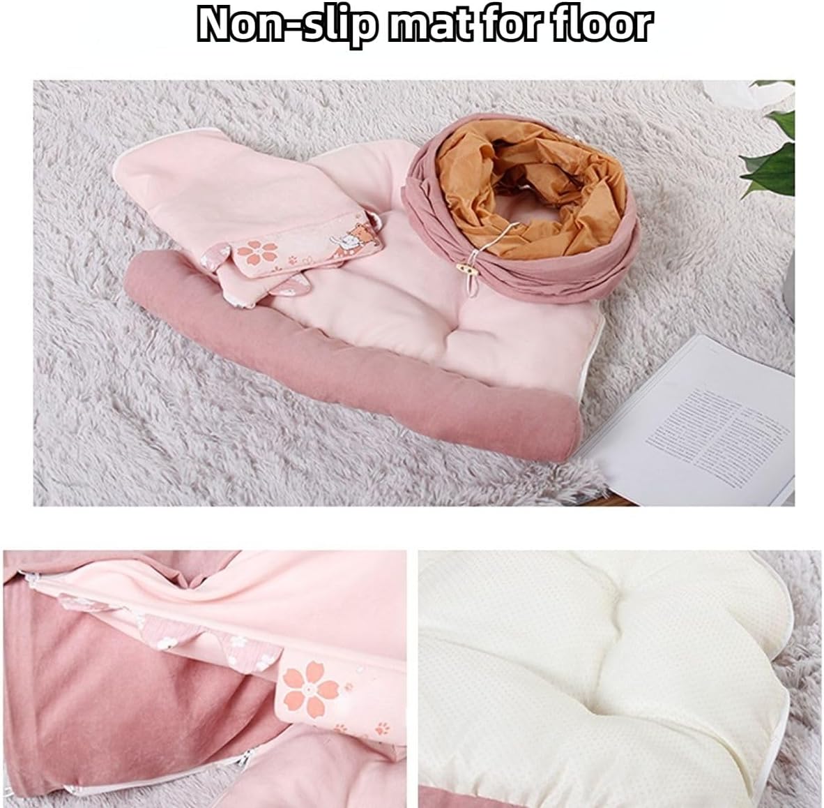 2 in 1 Cat Tunnel Bed Tube with Cushion and Plush Ball Toy Playground Crinkle Collapsible for Large Cats Kittens Kitty Puppy Small Dog Foldable Soft Pet Play Bed Indoor Outdoor (Yellow)