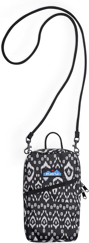 Carteira transversal com zíper KAVU Essential Case com cordão, Dark Sky Ikat