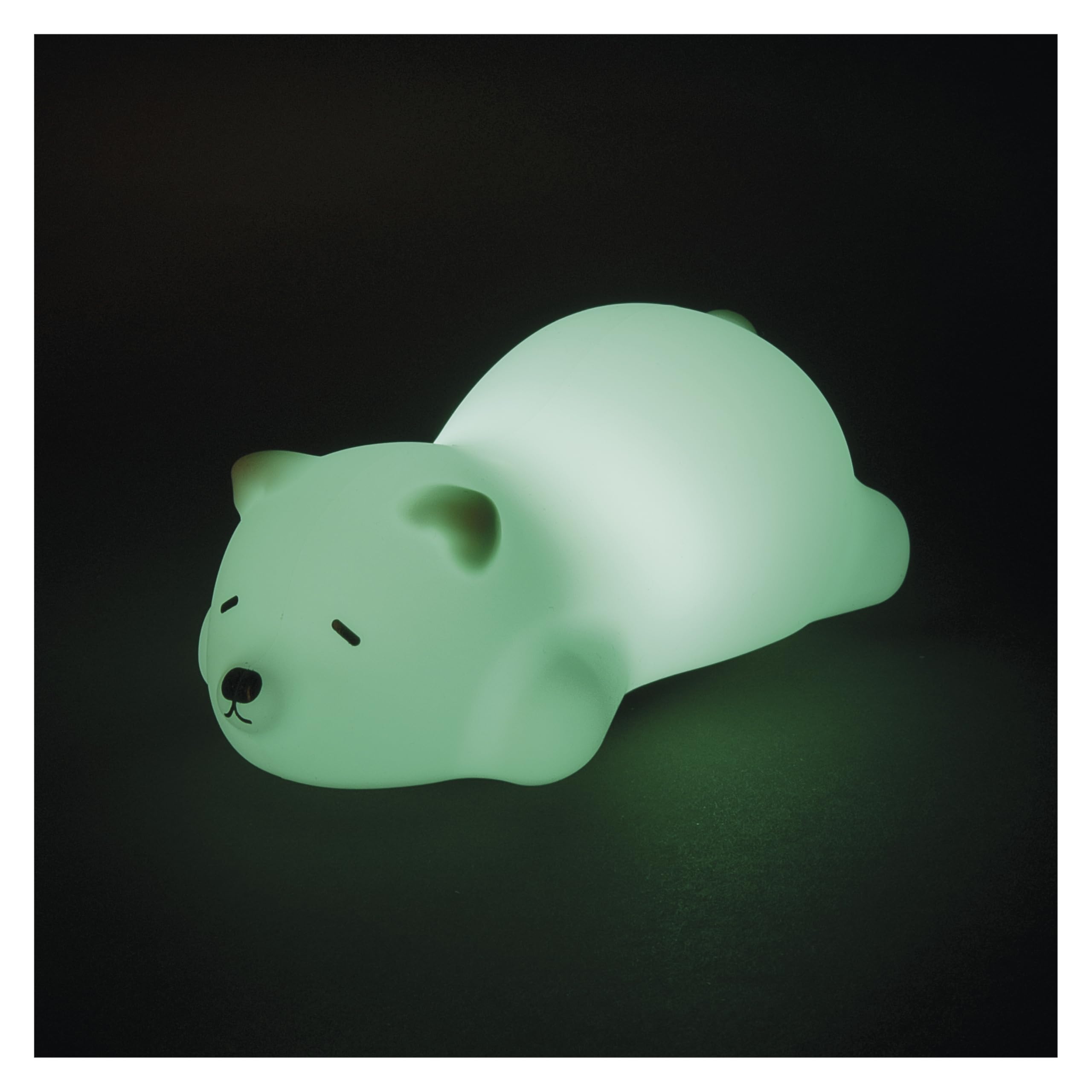 EMOS - Aufladbares Nachtlicht Eisbär - Akku-Kinderlampe mit schlafendem Bär - 3 Leuchtmodi, Warmweiß/Mehrfarbig - 30 Min Timer - 1200 mAh Li-Ion, inklusive USB-Ladekabel - weiß