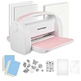 Manual Die Cutting Machine and Embossing Machine, 9'' Opening Size for Cardmaking, Scrapbooking, and DIY Crafts – Foldable Complete Set with A4 Die Cuts, Embossing Folders, and Plates(Pink)