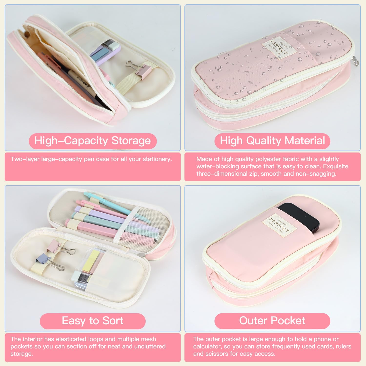YIBONIKA 69 PCS Aesthetic School Supplies with Pink Pencil Case, 12 Pastel Highlighters, 5 Gel Pens - Image 2