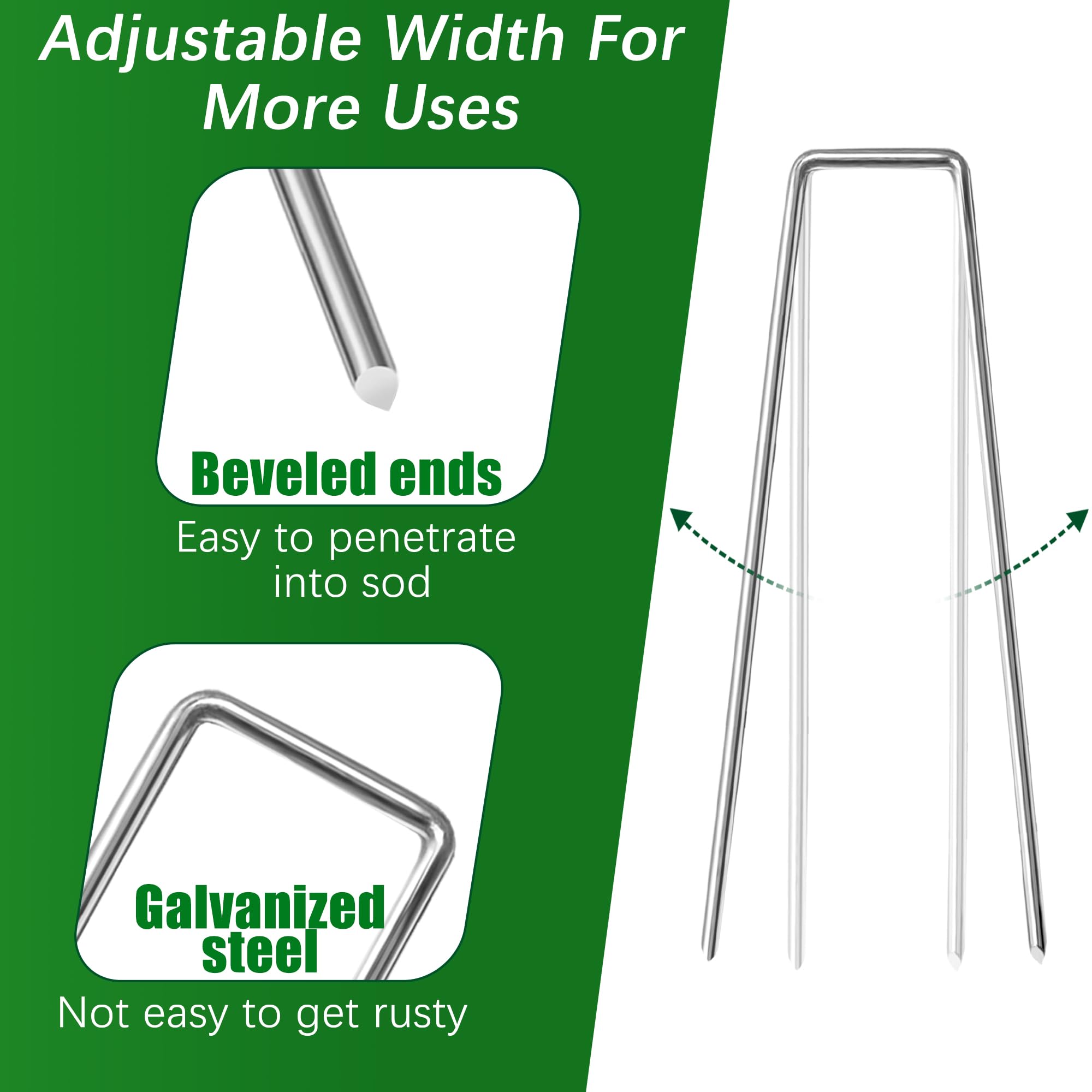 Confezione da 500 picchetti da giardino zincati da 15,2 cm, picchetti antiruggine per barriera contro erbacce, tubi per irrigazione, tessuto paesaggistico, prato da cortile