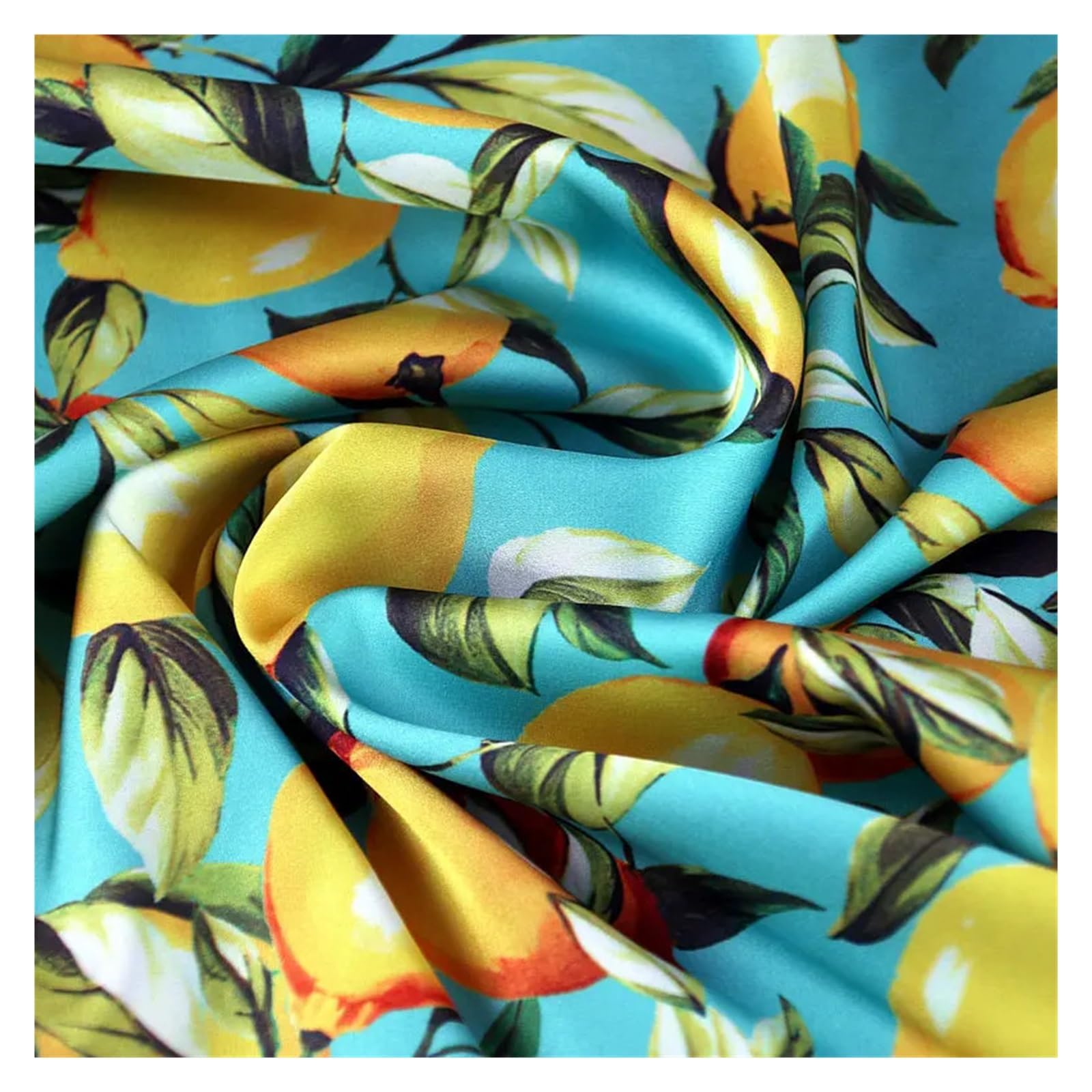 Tela de Satén Tela satinada con estampado de limones
