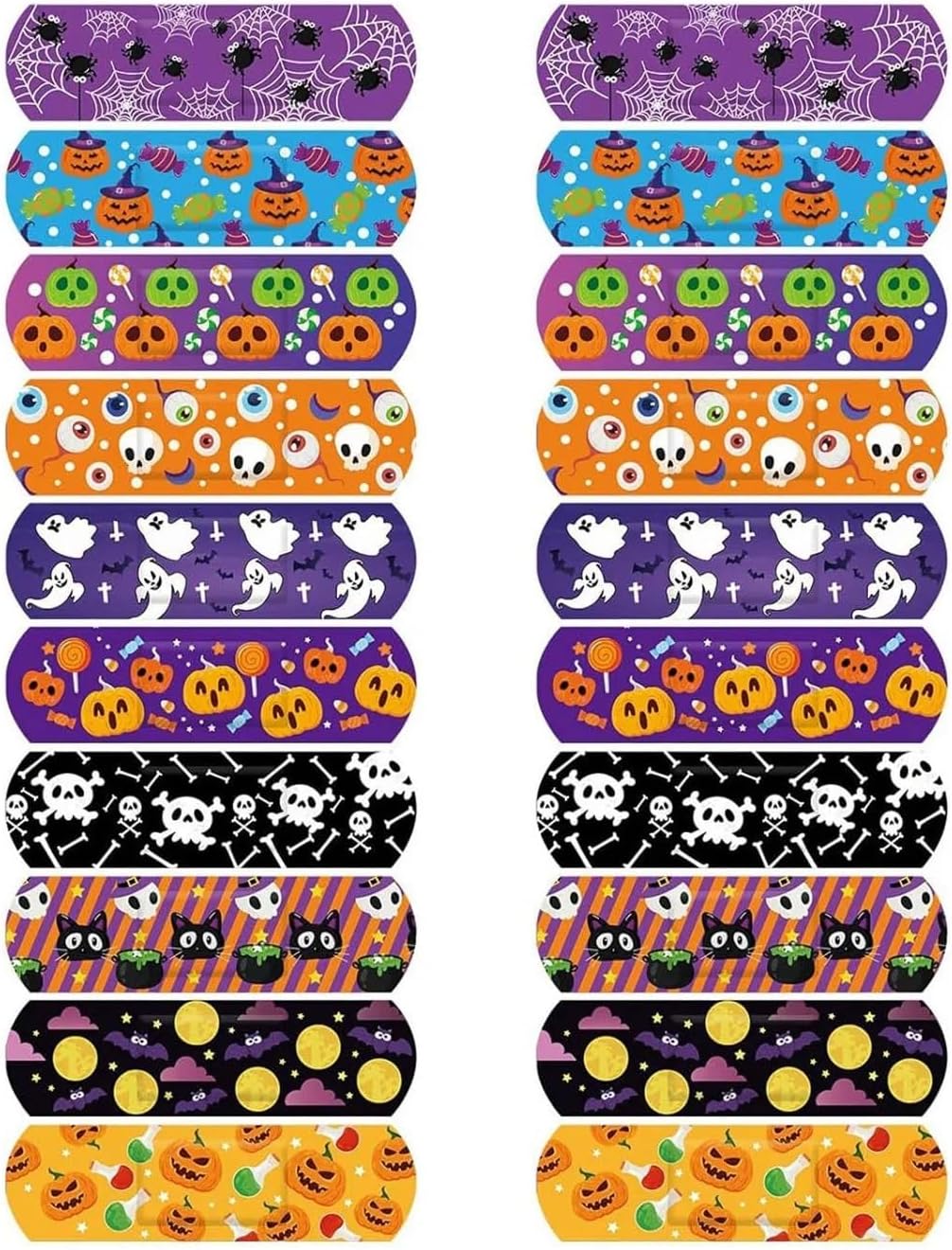 Adhesive Bandages Halloween Cartoon Bandages Pumpkin Ghost Skull Flexible Wound Plaster 10 Styles Adhesive Water Resistant Breathable Fin(50pcs)