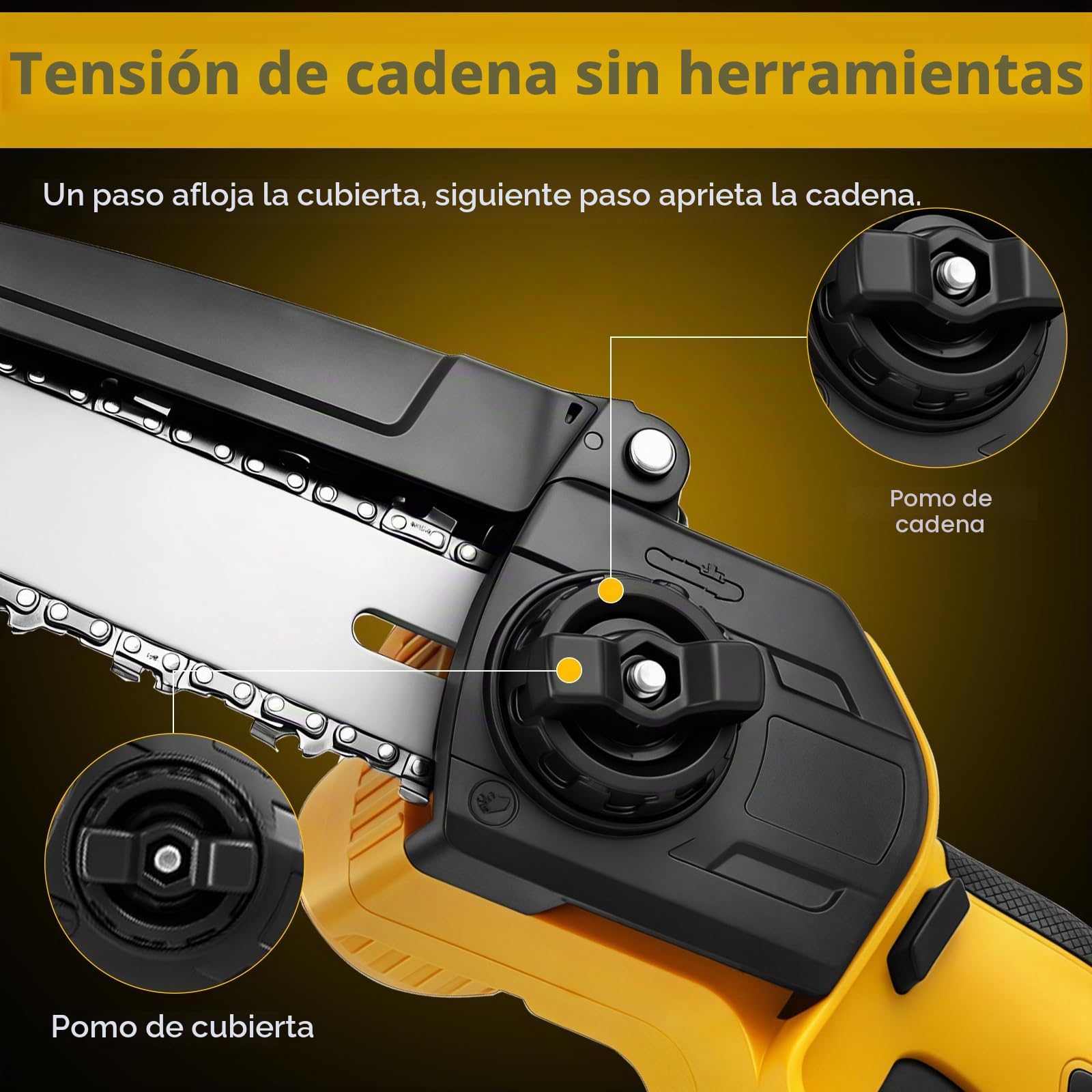 Roadtime Motosierra telescópica 8 "mettensäge para DeWalt 20V(sin batería) | 2 en 1 y sierra de podar sin escobillas con 2 cadenas de repuesto, para ramas de árboles